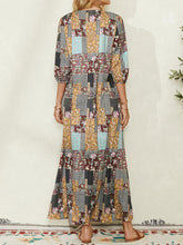Women Colorblock Floral Plaid Print Vintage Maxi Dress With Pocket